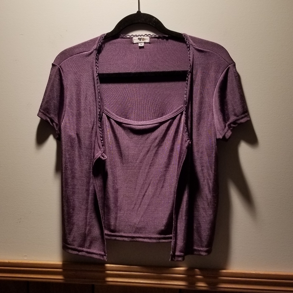 🍁🌺Heart Soul vintage Y2K cami with attached overlayer button closure tee